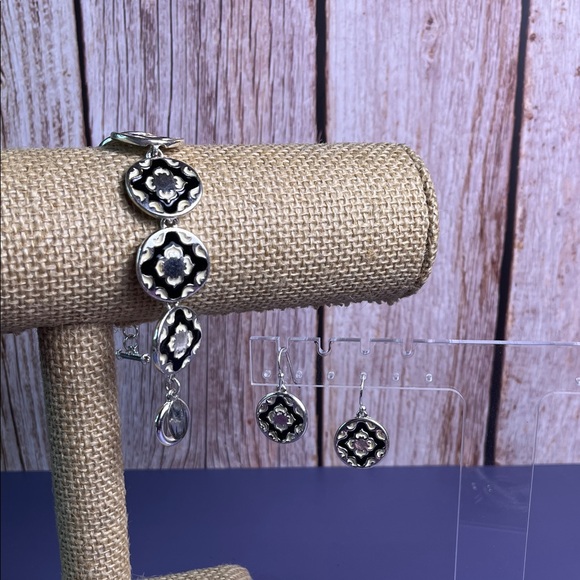 White House Black Market -Black And Silver Bracelet & Earrings